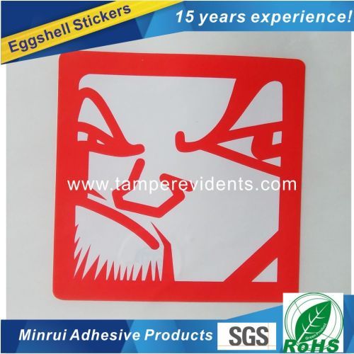 Custom Red Eggshell Sticker From China top Destructible label material Factory with high quality and low price