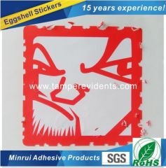 Custom Red Eggshell Sticker From China top Destructible label material Factory with high quality and low price