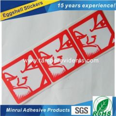 Custom Red Eggshell Sticker From China top Destructible label material Factory with high quality and low price