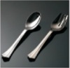 Disposable plastic heavy silverware include PS spoon and fork