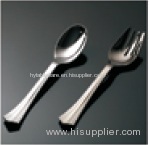 Disposable plastic heavy silverware include PS spoon and fork