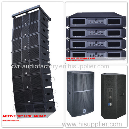 Dual 10 inch line array system active powered sound indoor outdoor