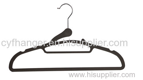 16.3" ABS Black velvet suit hanger with tie position