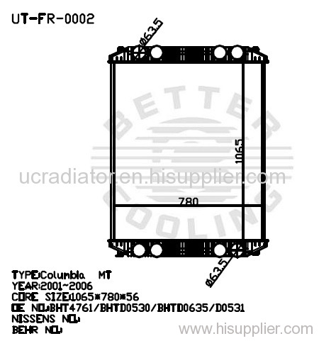 Freightliner Radiators For Freightliner Columbia 01-06 OEM:BHT4761/BHTD0530/ BHTD0635/ D0531