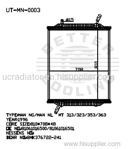 Truck Radiator For MAN MAN NG/MAN NL 313/323/353/363(96)