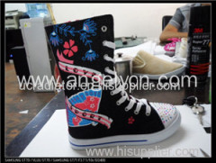 High cut canvas injection shoes for kids