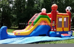 Sports inflatable combo football bouncer water slide