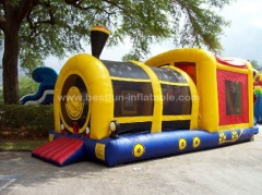 Train Theme inflatable combo with slide