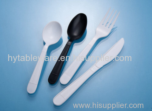 Heavy Weight PP disposable Plastic Cutlery include kinfe fork teaspoon soupspoon fork 5g