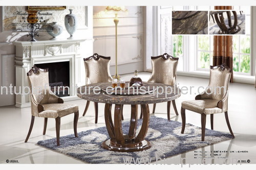 natural marble dining table with Lazy Susuan