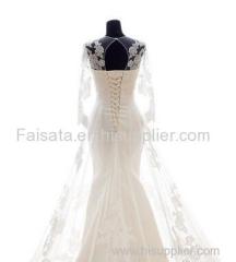 Faisata Women's Full Sl eeveTulle Lace Fishtail Ivory Bridal Dress