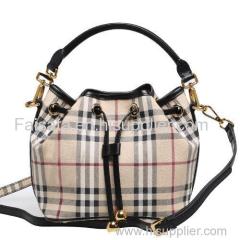 Ibexman Women's Plaid Bag PVC Small Bucket Handbags