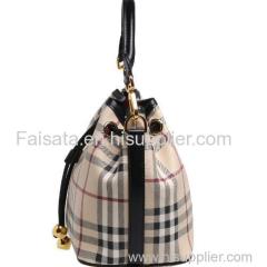 Ibexman Women's Plaid Bag PVC Small Bucket Handbags