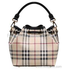 Ibexman Women's Plaid Bag PVC Small Bucket Handbags