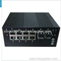 4x1000M FX(SFP Slot) to 8x10/100/1000MBase TX Full Gigabit Industrial Switch