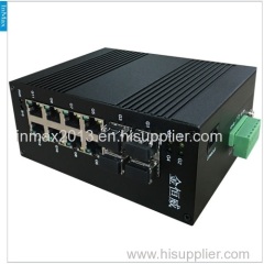 4x1000M FX(SFP Slot) to 8x10/100/1000MBase TX Full Gigabit Industrial Switch