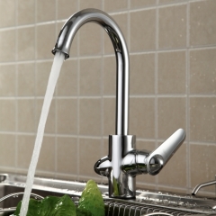 FUAO handle chrome kitchen faucet with sprayer