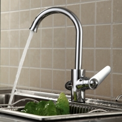 FUAO handle chrome kitchen faucet with sprayer