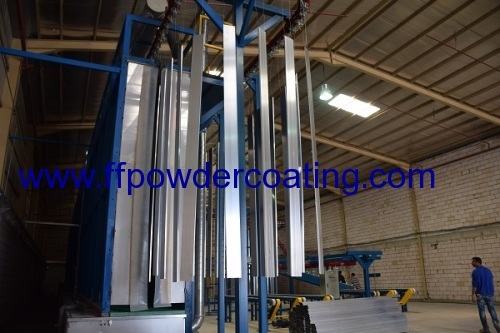 Vertical powder coating line