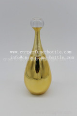 gold uv color water drop glass perfume bottle with acrylic cap