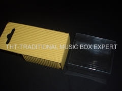 PVC COVER RIBBED KRAFT PAPER HAND CRANK MUSIC BOX SILVERY MECHANISM