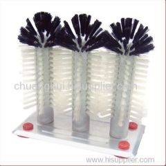 3 Brushes with Metal Base Bar Mini Drinking Glass Washer Brush