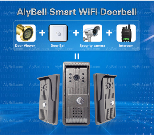 WiFi Wireless/Wired Video Door Bell Waterproof IP55 Intercom with 1 Megapixel Wide Angle HD Camera