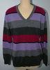 V Neck Pure Merino Wool Stripe Men Knit Sweater Pullover Classic Fitting Spinning 2/28nm Yarn