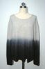 Raw Edge Women Wool Cashmere Floral Print Sweater With Dip Dye Craft 14gg Knitted