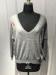 Softness Cotton Cashmere Ladies Deep V Neck Pullover Knitted Back Panel Leaf Printing