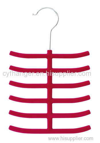 6 layer ABS plastic red velvet tie organizer non-slip space saver