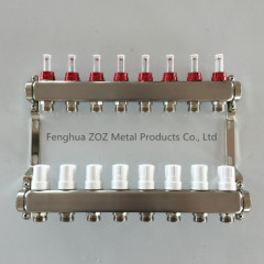 8 Port Stainless Steel Underfloor Heating Flow Meter Manifold