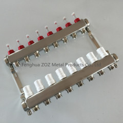 8 Port Stainless Steel Underfloor Heating Flow Meter Manifold