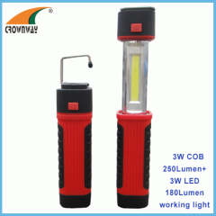 3W COB high power magnet working light 4*AAA stretched COB hook repairing lamp