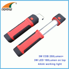 3W COB high power magnet working light 4*AAA stretched COB hook repairing lamp