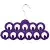 High quality Dark purple flocked 11 holes scarf hanger tie organizer