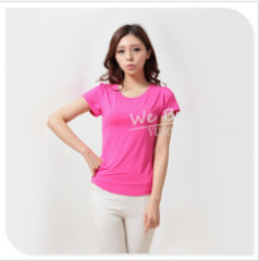 Apparel&Fashiong T-shirts YUSON Relaxed Bamboo Knitted U-Neck Tee With Pocket For Ladies For Summer