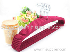 45CM ABS plastic Red velvet with ident thick skirt hanger