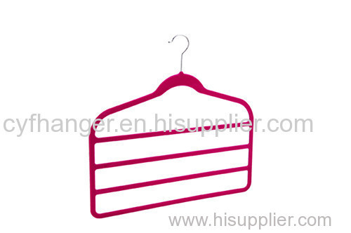 Factory Made Plastic red flocked 4-bar pants hanger space saver