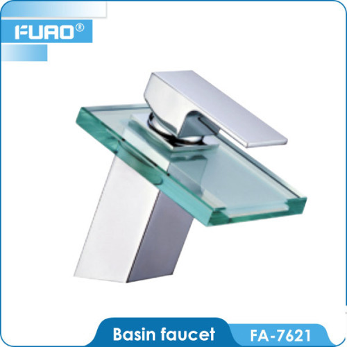 FUAO bathroom glass waterfall basin faucet