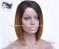 Ombre Glueless Human Hair Full Lace Wigs With BangsSilk Straight