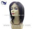 Human Hair Short Front Lace Wigs Black Straight Wigs With Bangs