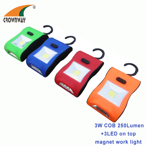 3W COB working light magnet and hook outdoor lamp 3*AA battery work light 250Lumen high power camping tent lantern