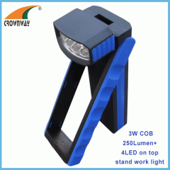 3W COB hook and magnet work light 250Lumen high power lamp 3*AAA outdoor camping lamps magent repairing lamp