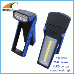 3W COB hook and magnet work light 250Lumen high power lamp 3*AAA outdoor camping lamps magent repairing lamp