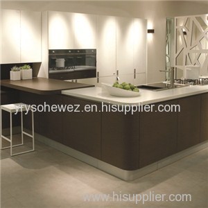 Staron White And Brown Kitchen