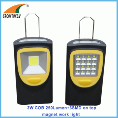 2W COB hook and magnet work light 150Lumen high power lamp 3*AAA outdoor camping lamps magent repairing lamp