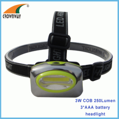 3W COB headlamp 250Lumen high power headlight 3*AAA headlamp outdoor camping lamps fishing light Adjustable headstrap