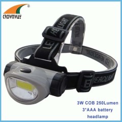 3W COB headlamp 250Lumen high power headlight plastic 3*AAA headlamp outdoor camping lamps fishing light