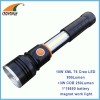 COB high power magnet working light 18650 Lithium rechargeable flashlight stretched COB and 10W Cree LED torch